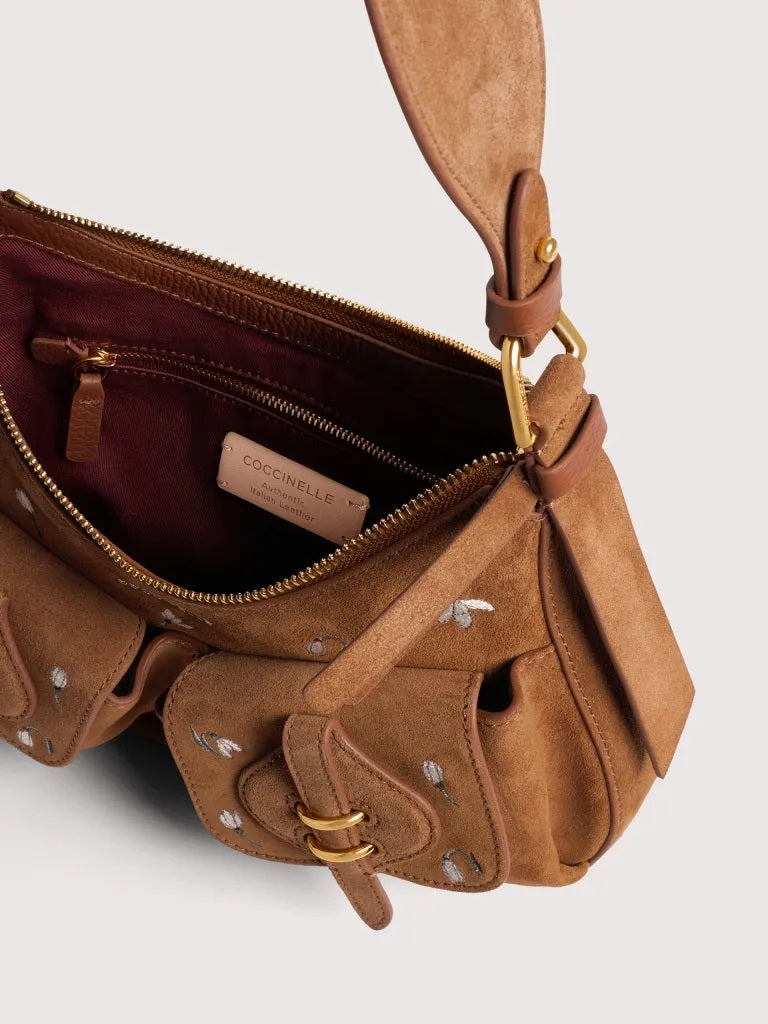 Borsa a spalla Mavery Pocket Medium Suede Coccinelle