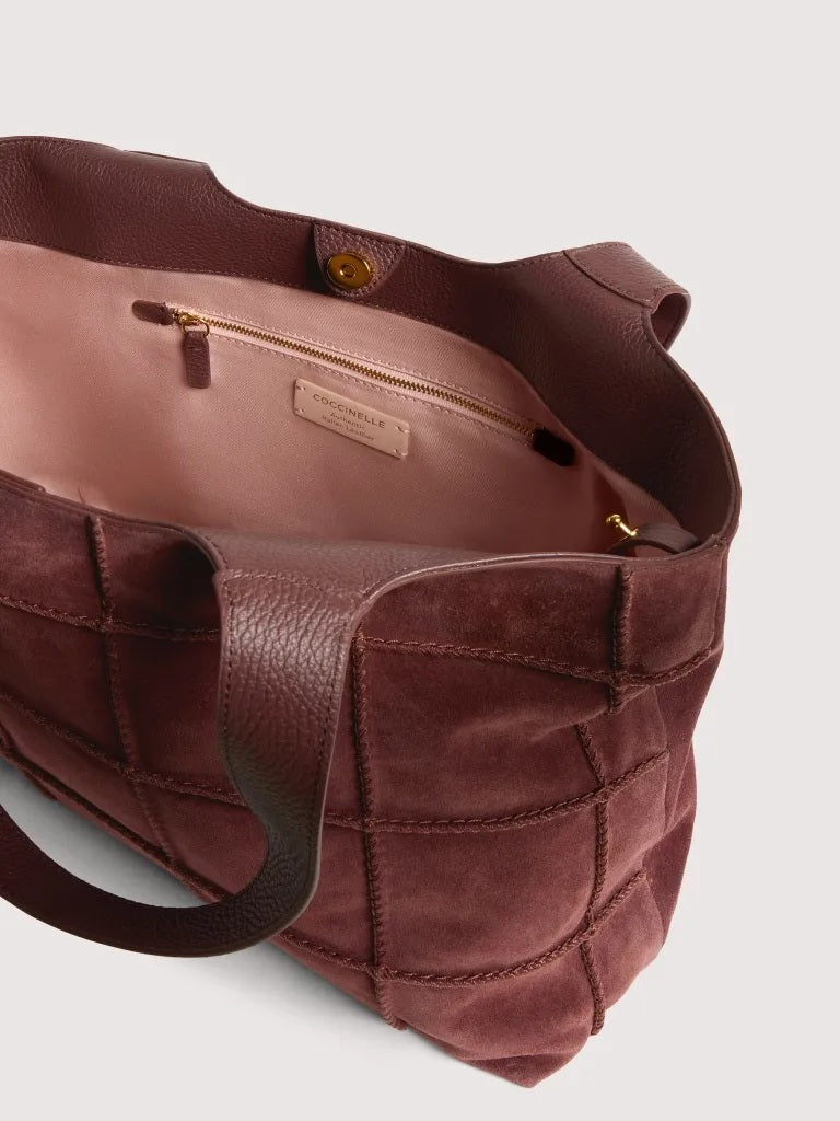 Borsa Shopping C-Easy Check Large in camoscio Coccinelle