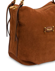 Borsa a spalla Wrap in suede Pollini