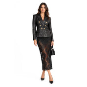 Nara long lace skirt in Silence
