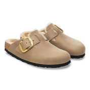 Sabot Boston Big Buckle Shearling in pelle e pelliccia Birkenstock
