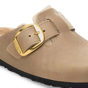 Sabot Boston Big Buckle Shearling in pelle e pelliccia Birkenstock
