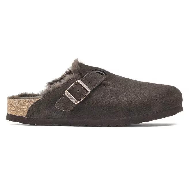 Sabot Boston Shearling in pelle e pelliccia Birkenstock