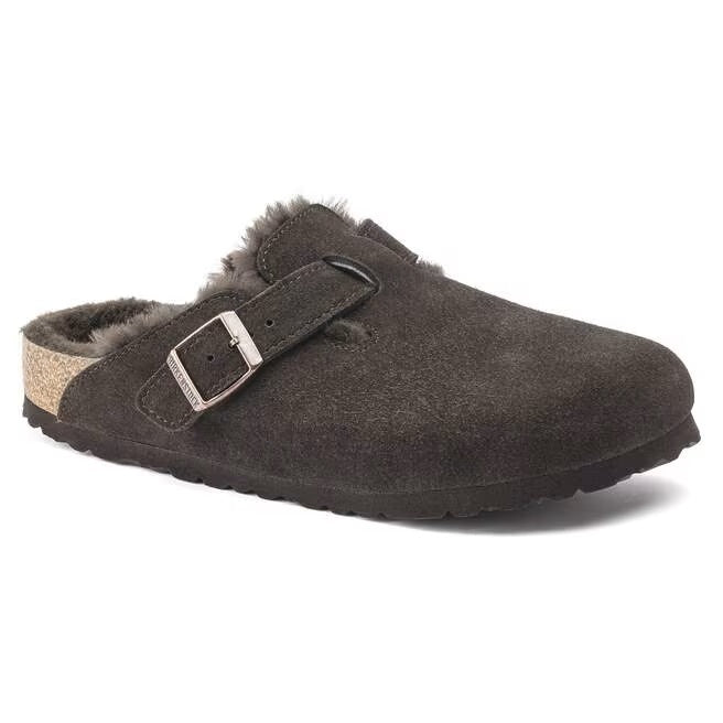 Sabot Boston Shearling in pelle e pelliccia Birkenstock
