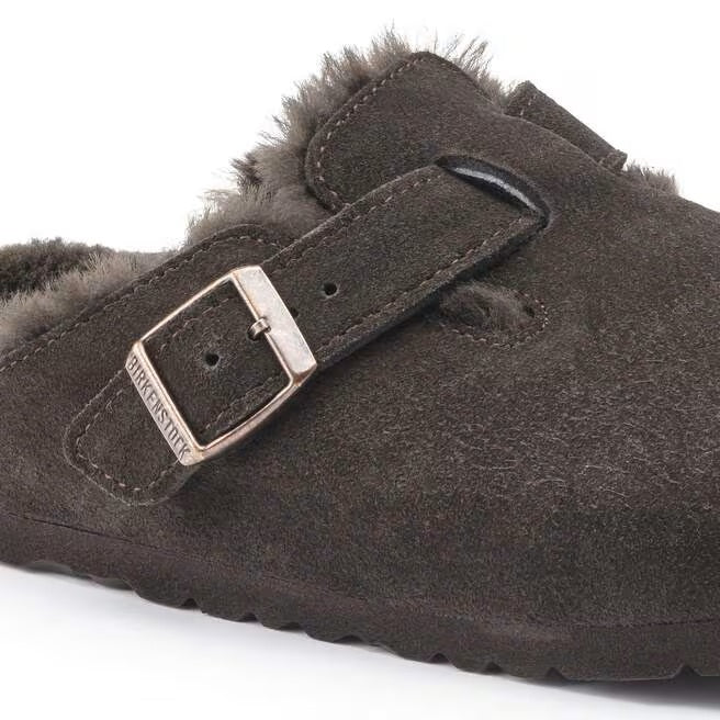 Sabot Boston Shearling in pelle e pelliccia Birkenstock