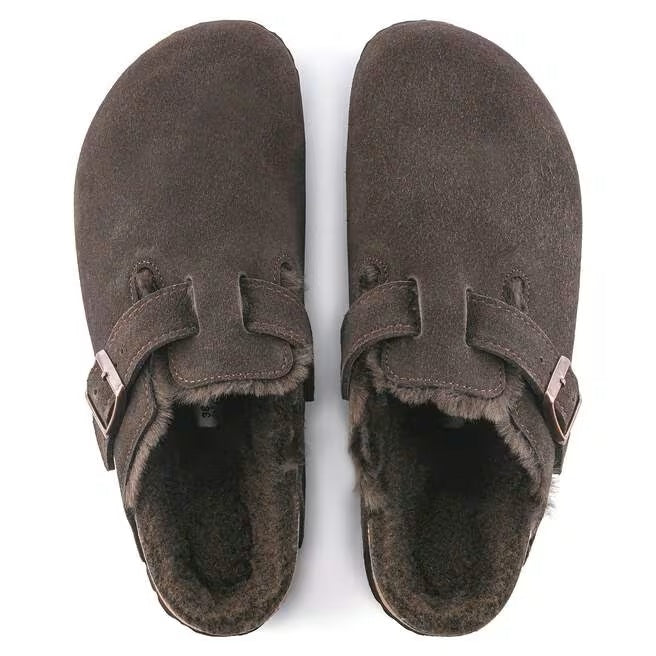 Sabot Boston Shearling in pelle e pelliccia Birkenstock