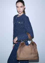 Borsa M Satchel in tessuto monogram jacquard Liu Jo