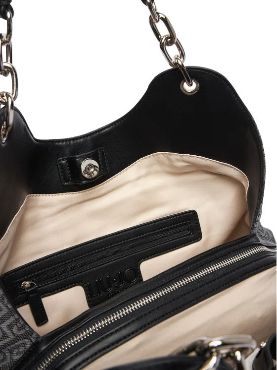 Borsa M Satchel in tessuto monogram jacquard Liu Jo