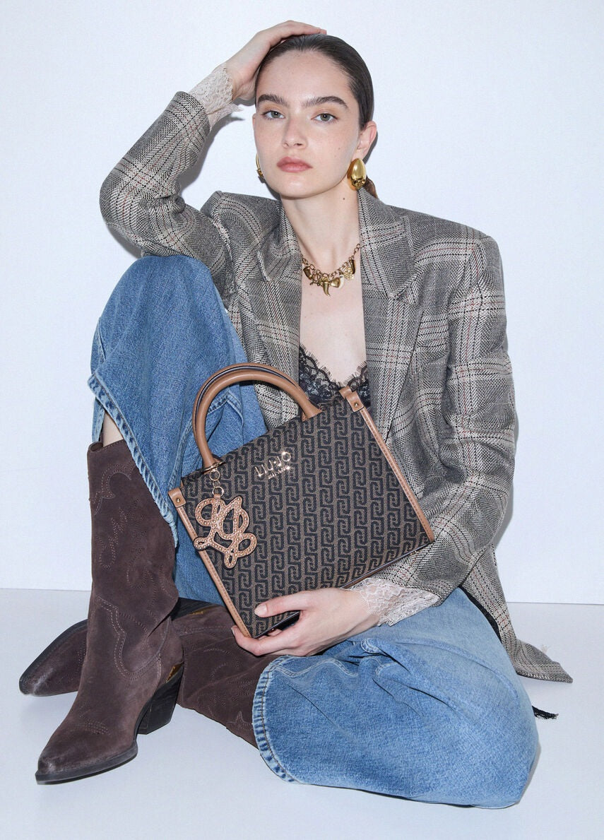 Borsa S Tote in tessuto jacquard logato Liu Jo