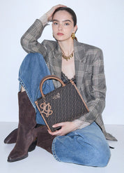 Borsa S Tote in tessuto jacquard logato Liu Jo