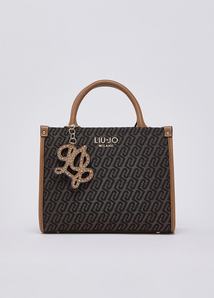 Borsa S Tote in tessuto jacquard logato Liu Jo