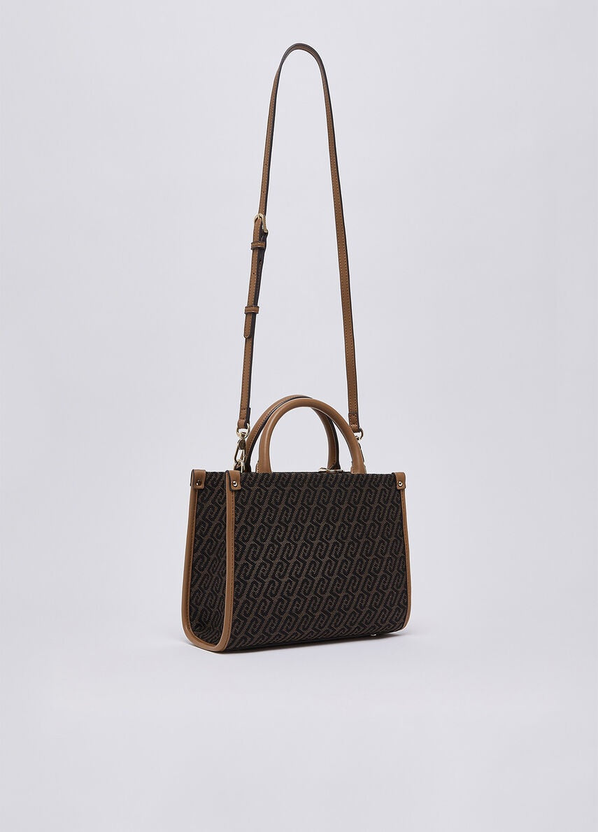 Borsa S Tote in tessuto jacquard logato Liu Jo