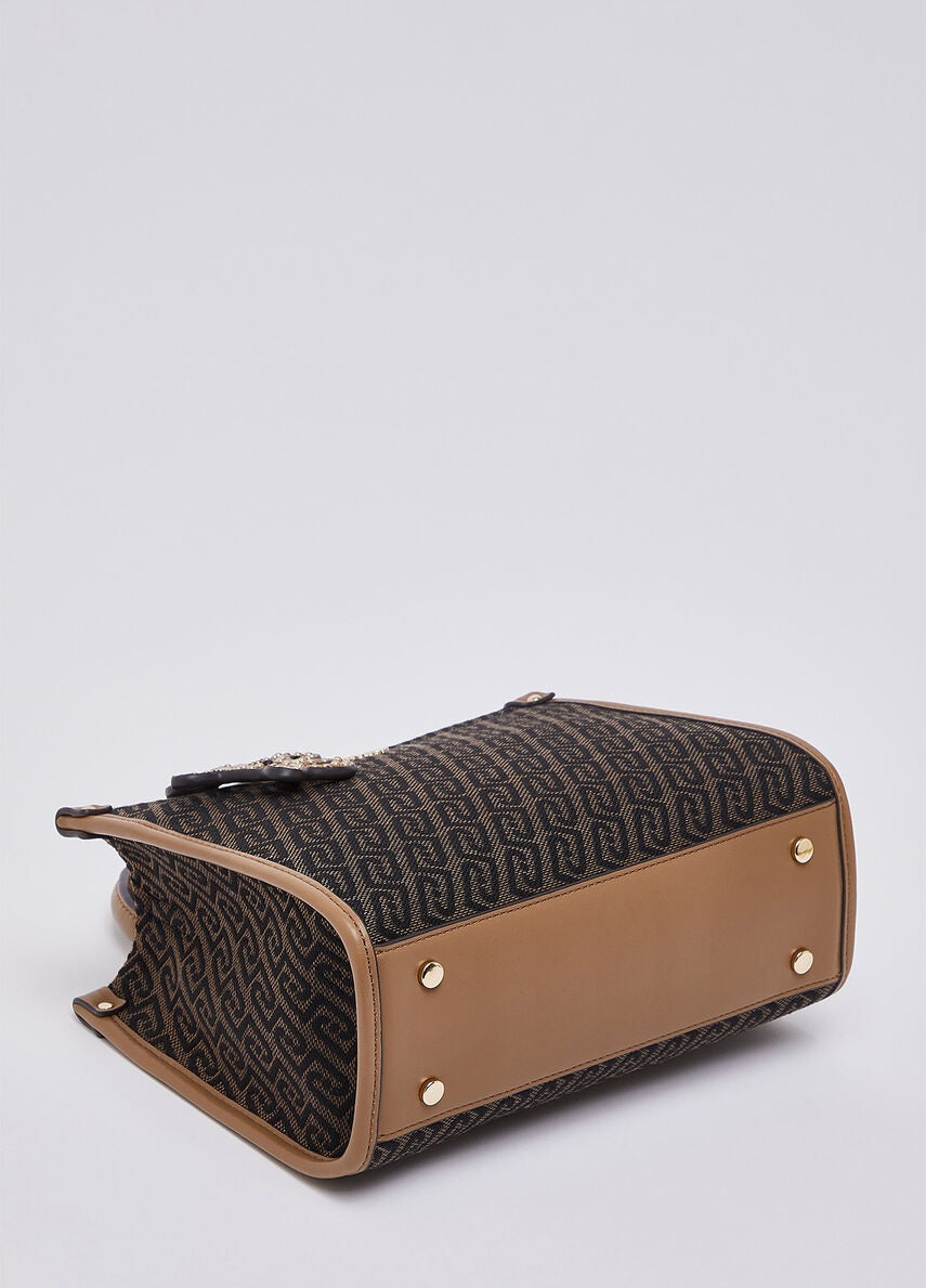 Borsa S Tote in tessuto jacquard logato Liu Jo