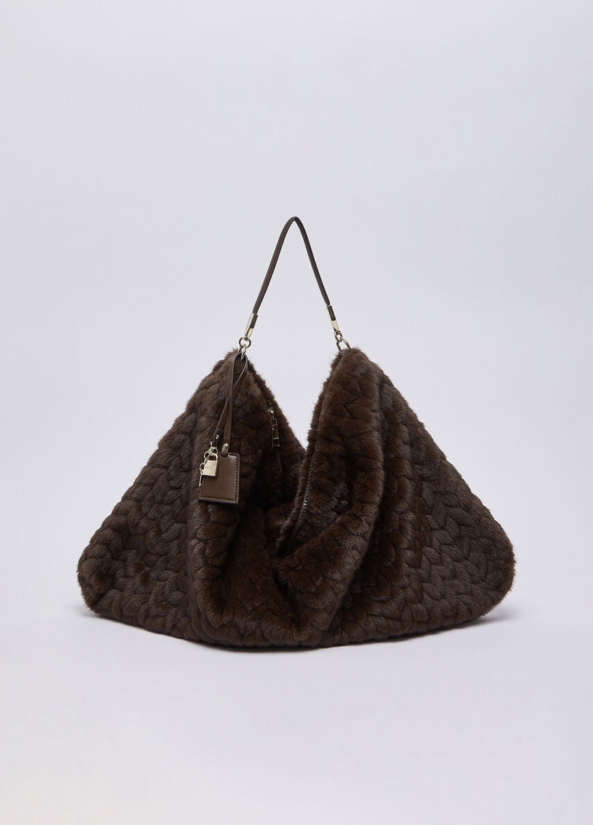 Borsa a spalla Foulard L in pelliccia sintetica Liu Jo