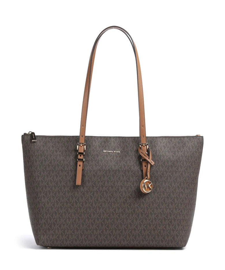 Borsa Quinn Large Tote in tela con stampa logo Michael Kors