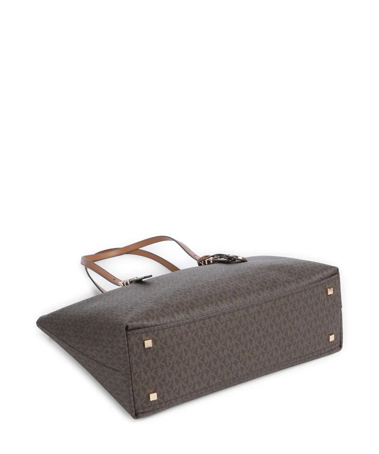 Borsa Quinn Large Tote in tela con stampa logo Michael Kors