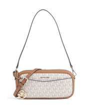Borsa a spalla May Small in tela con stampa logo Michael Kors