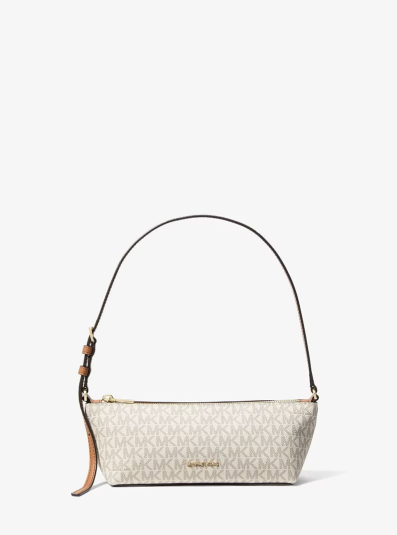 Borsa a spalla Laila Small in tela con stampa logo Michael Kors