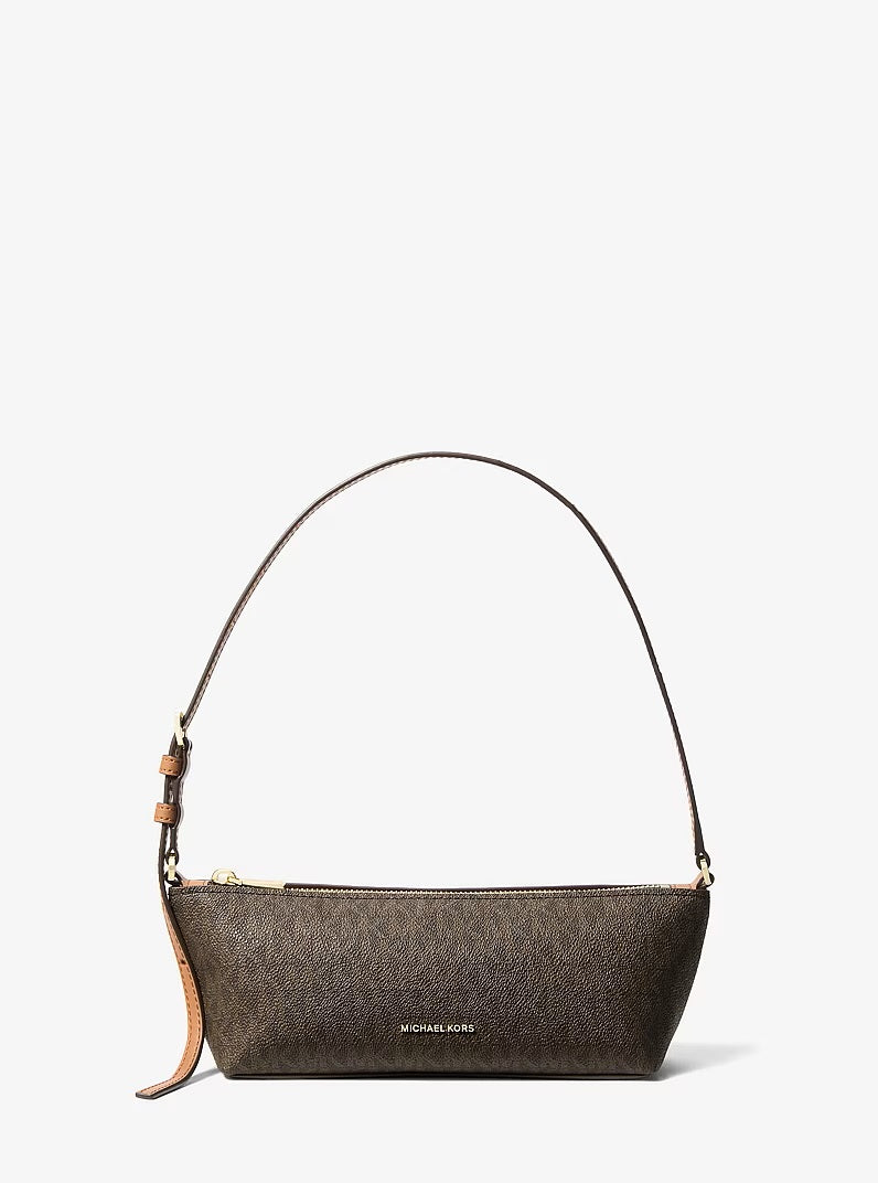 Borsa a spalla Laila Small in tela con stampa logo Michael Kors