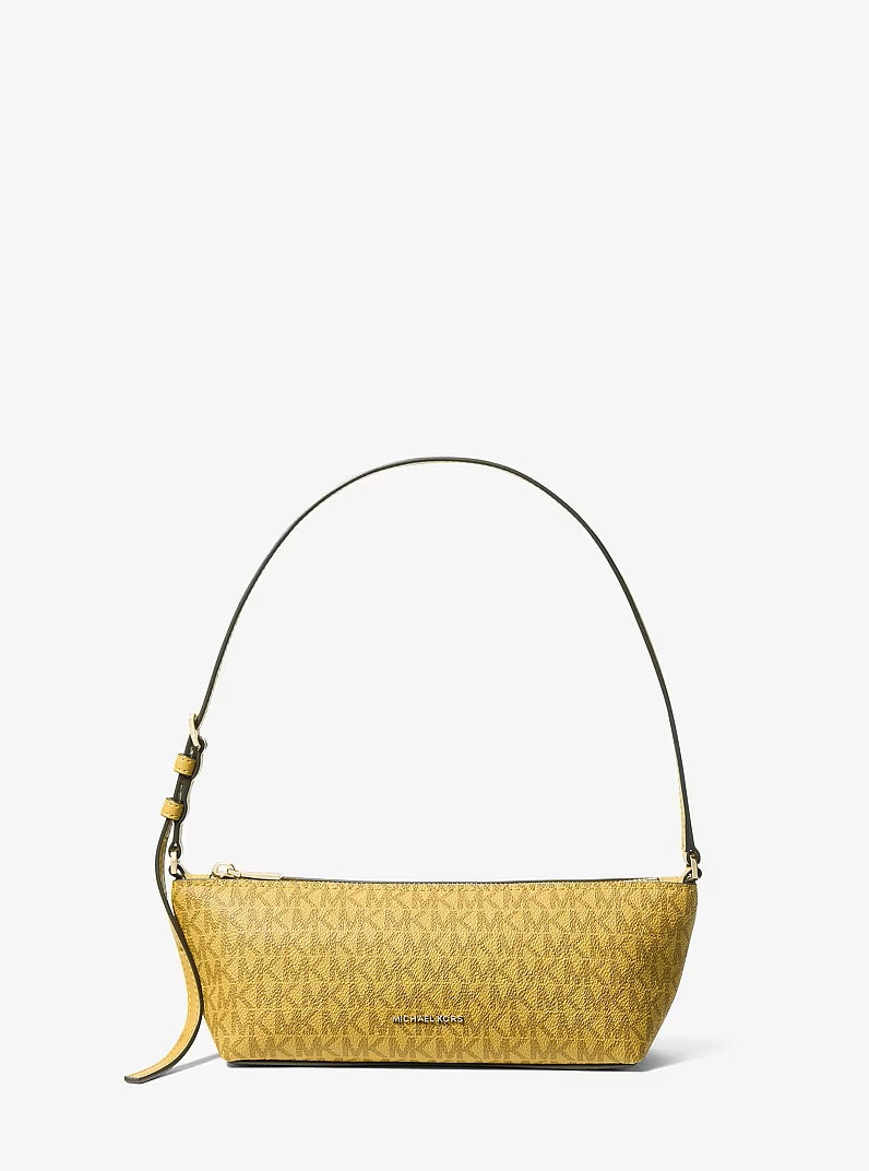 Borsa a spalla Laila Small in tela con stampa logo Michael Kors