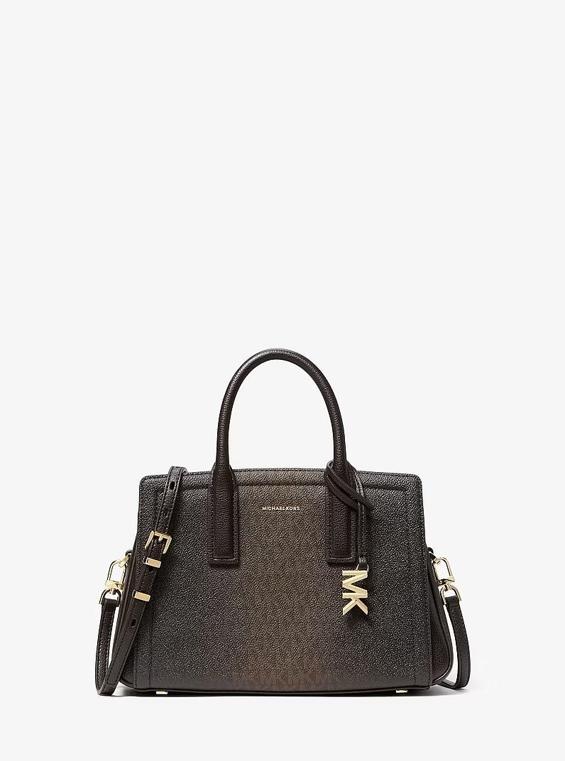 Borsa a mano Laila Small in tela con stampa logo Michael Kors