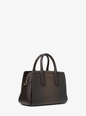 Borsa a mano Laila Small in tela con stampa logo Michael Kors