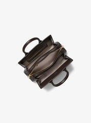 Borsa a mano Laila Small in tela con stampa logo Michael Kors