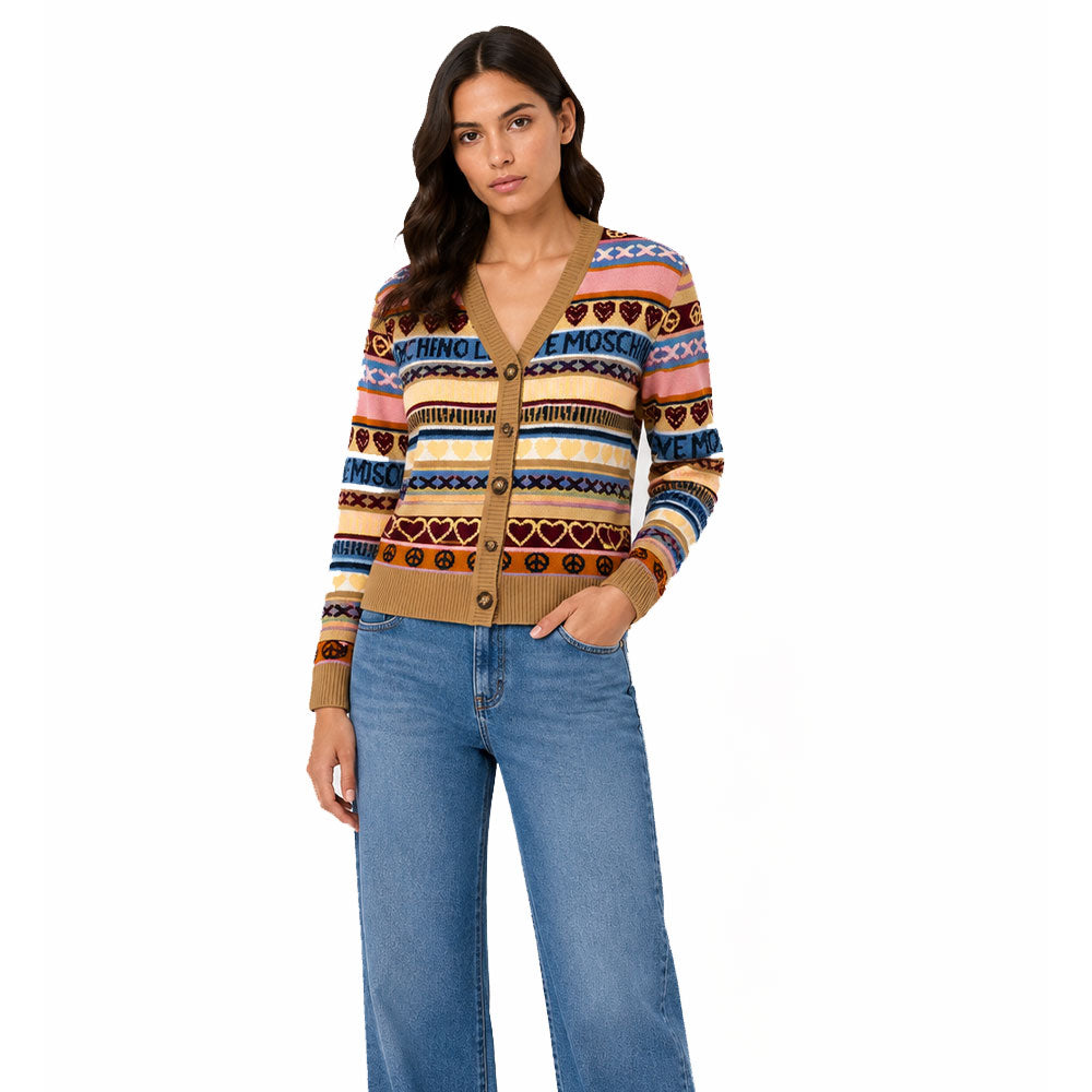 Cardigan with Love Moschino print