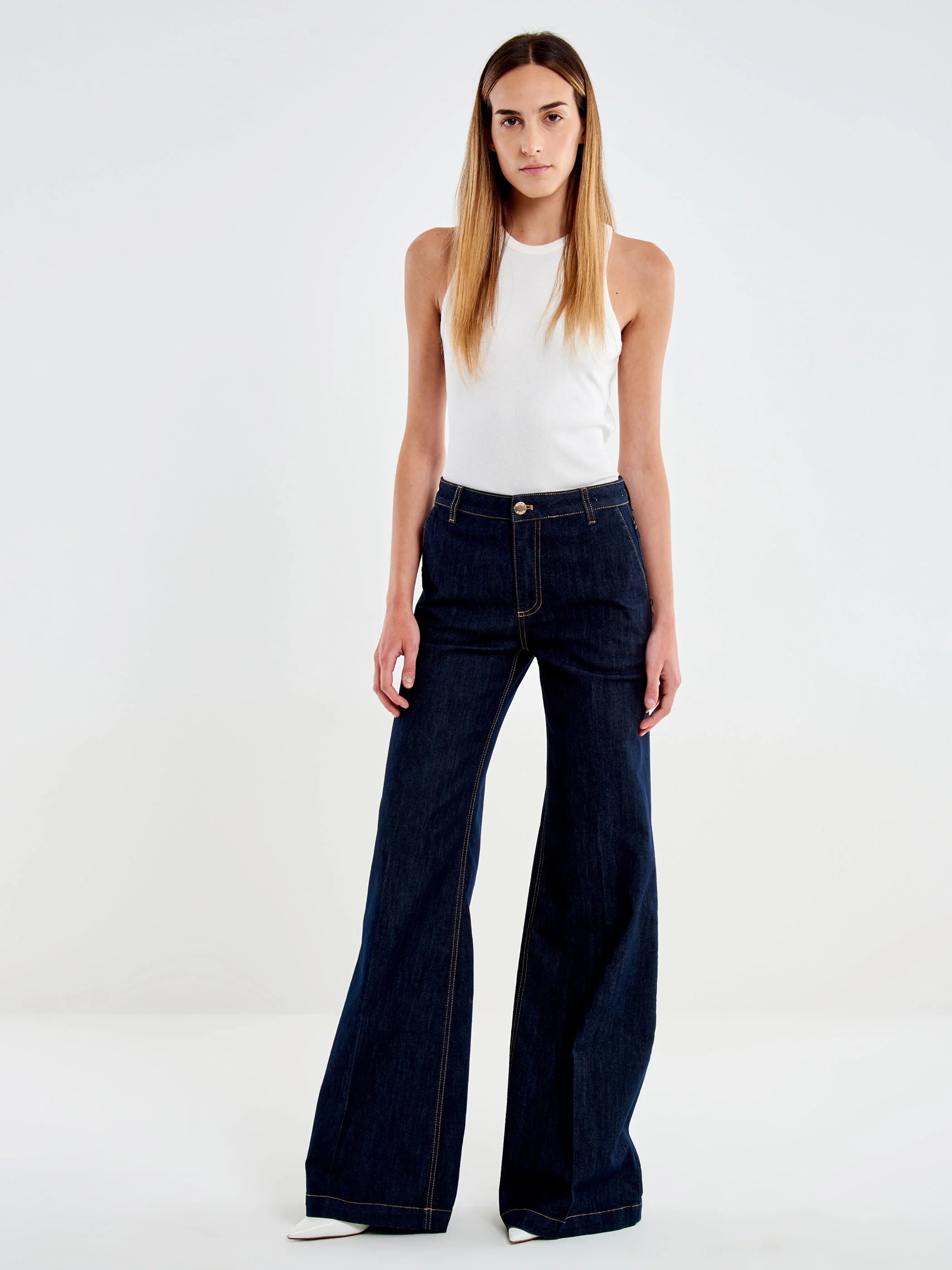 Jeans Elena Wide Leg Denim Rinse Vicolo
