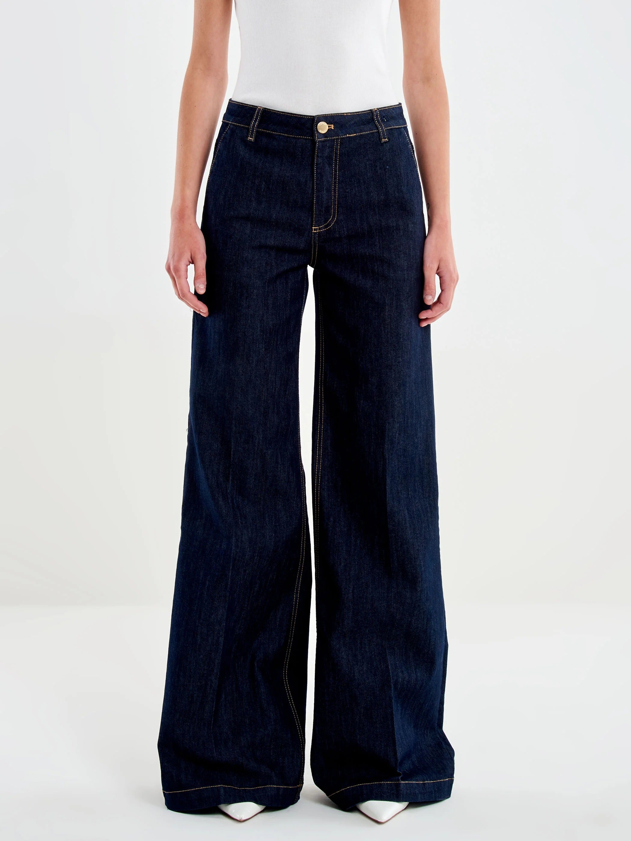 Jeans Elena Wide Leg Denim Rinse Vicolo