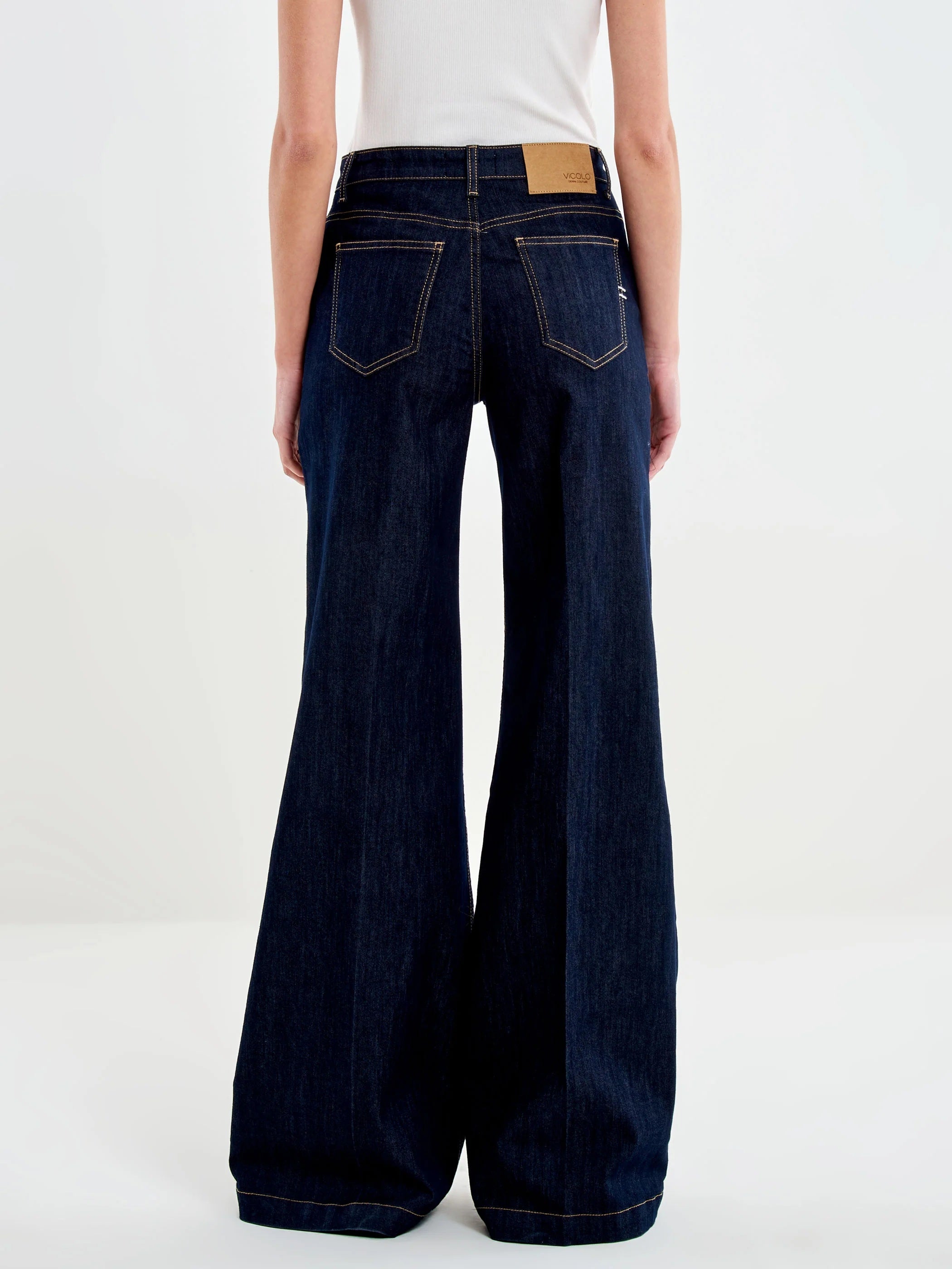 Jeans Elena Wide Leg Denim Rinse Vicolo