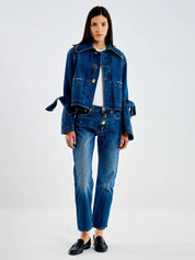 Vicolo denim jacket with jeweled buttons