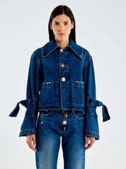 Vicolo denim jacket with jeweled buttons