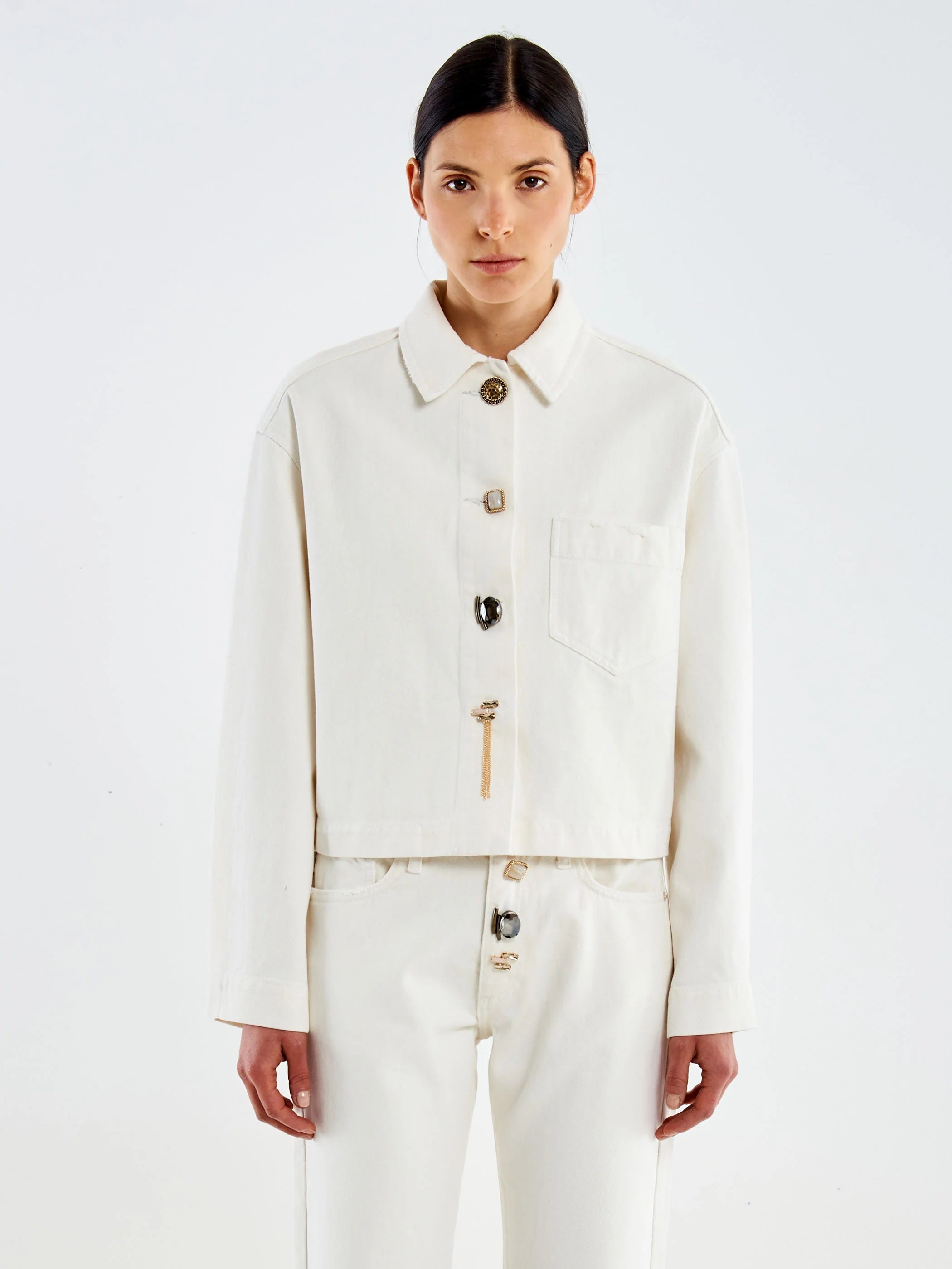 Denim-Overshirt mit Schmuckknöpfen Vicolo