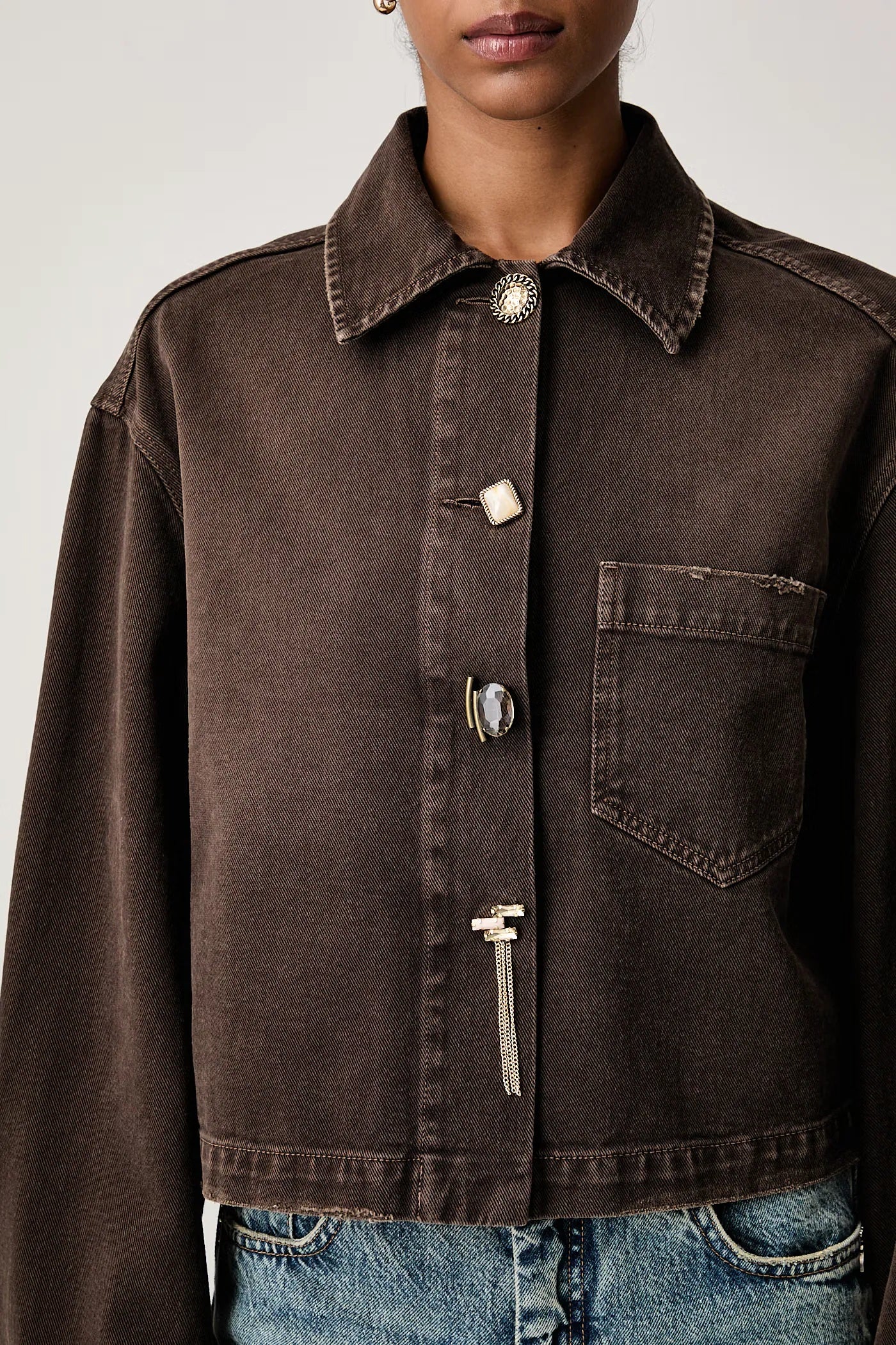 Denim-Overshirt mit Schmuckknöpfen Vicolo