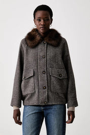 Vicolo Fur-Embroidered Coat Jacket