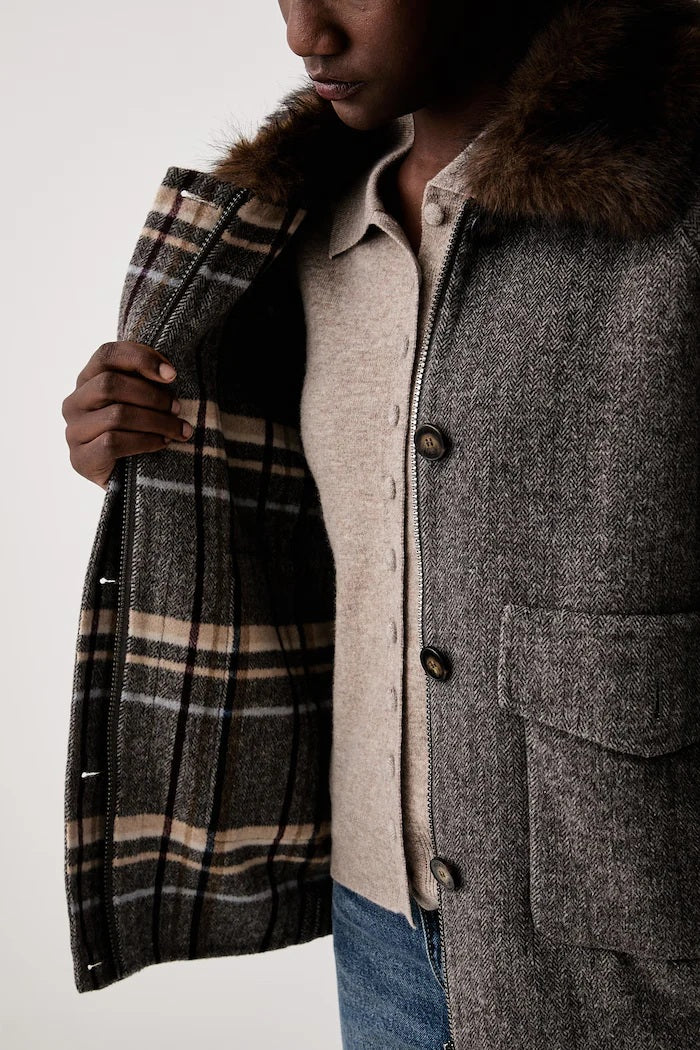 Vicolo Fur-Embroidered Coat Jacket