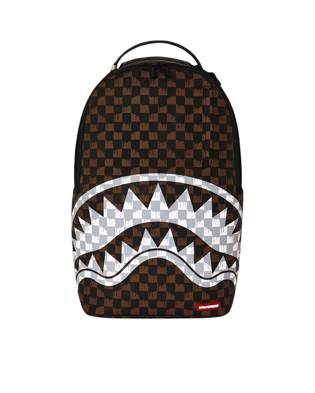 Zaino Brown And Cream Drip Check Shark Sprayground