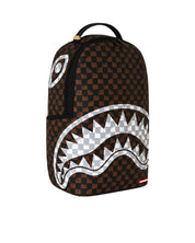 Zaino Brown And Cream Drip Check Shark Sprayground
