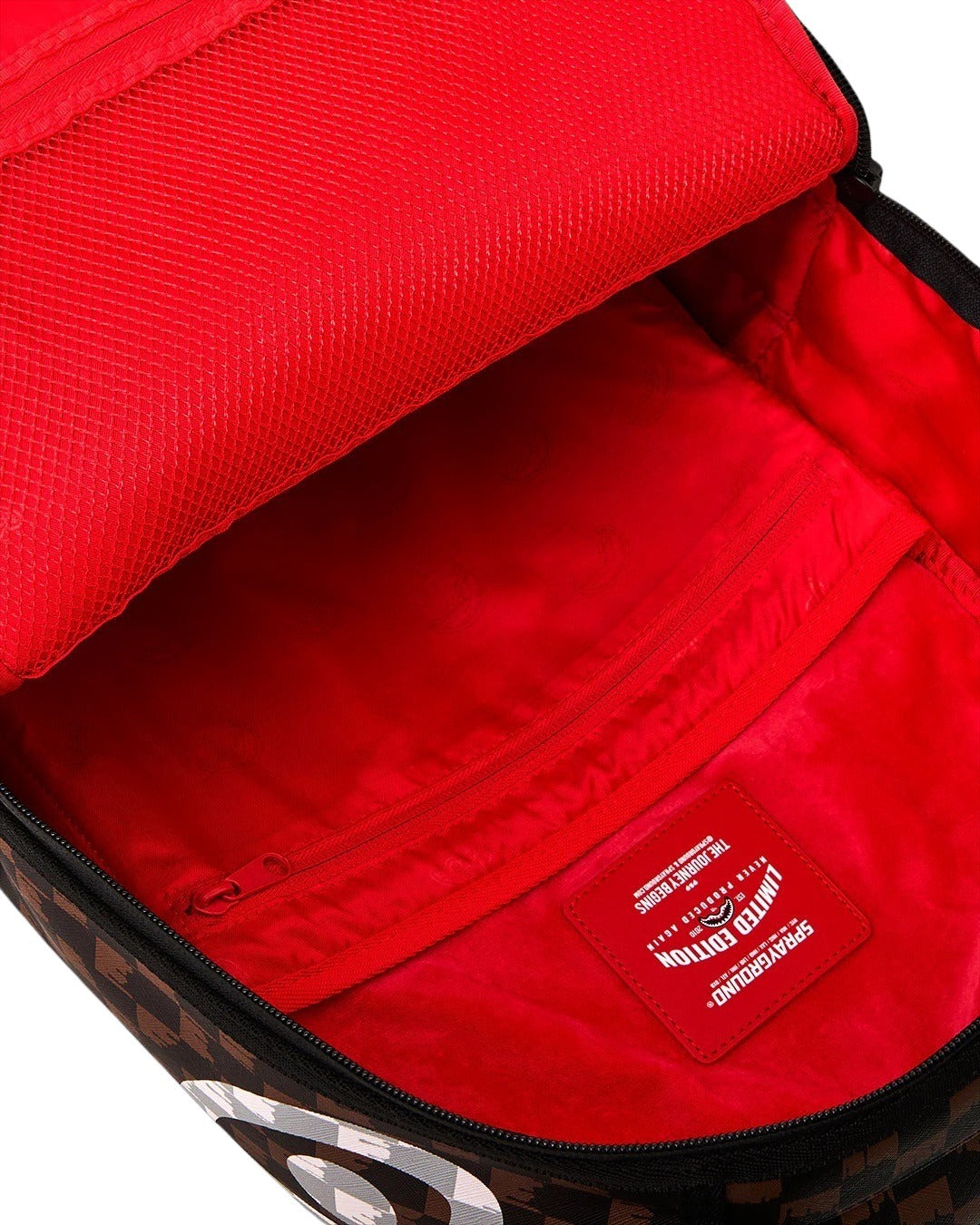 Zaino Brown And Cream Drip Check Shark Sprayground