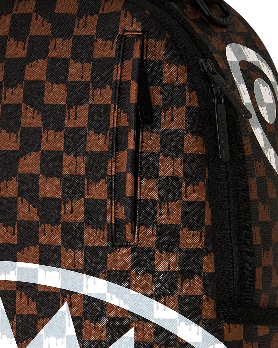 Zaino Brown And Cream Drip Check Shark Sprayground