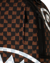Zaino Brown And Cream Drip Check Shark Sprayground
