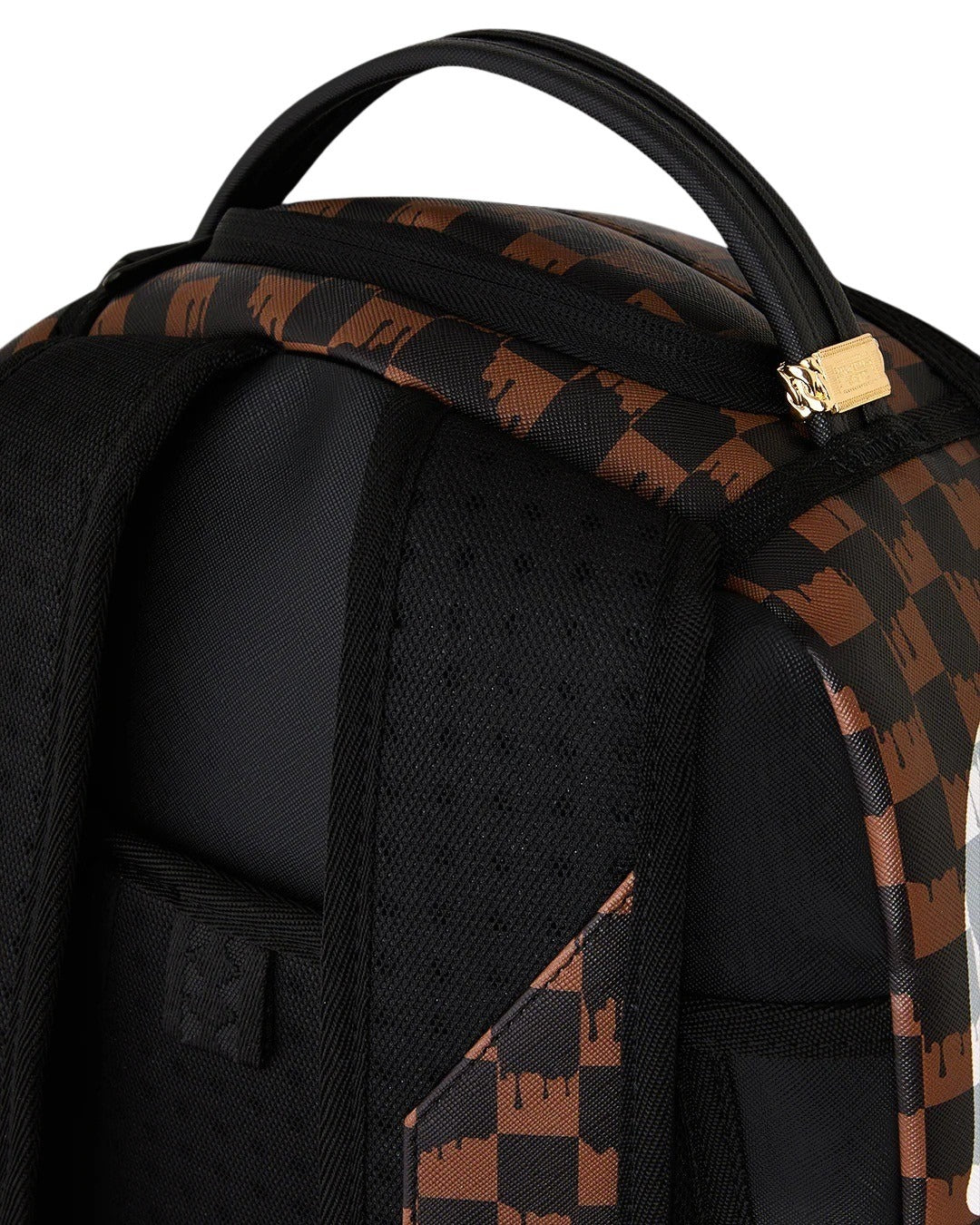 Zaino Brown And Cream Drip Check Shark Sprayground