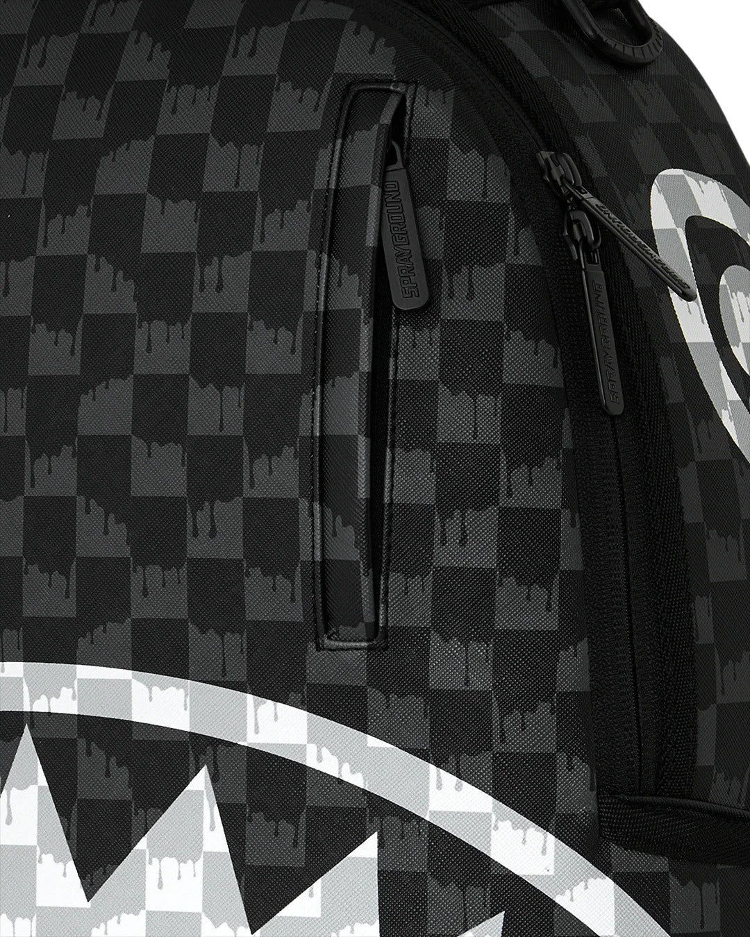 Black And White Drip Check Shark Sprayground Backpack