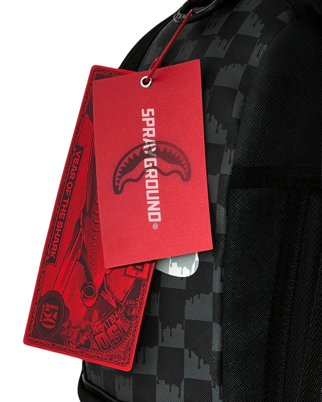 Zaino Black And White Drip Check Shark Sprayground