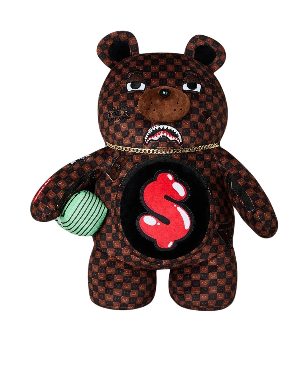 Sharks In Paris WTF Bubble Brown Check Moneybear Sprayground Backpack