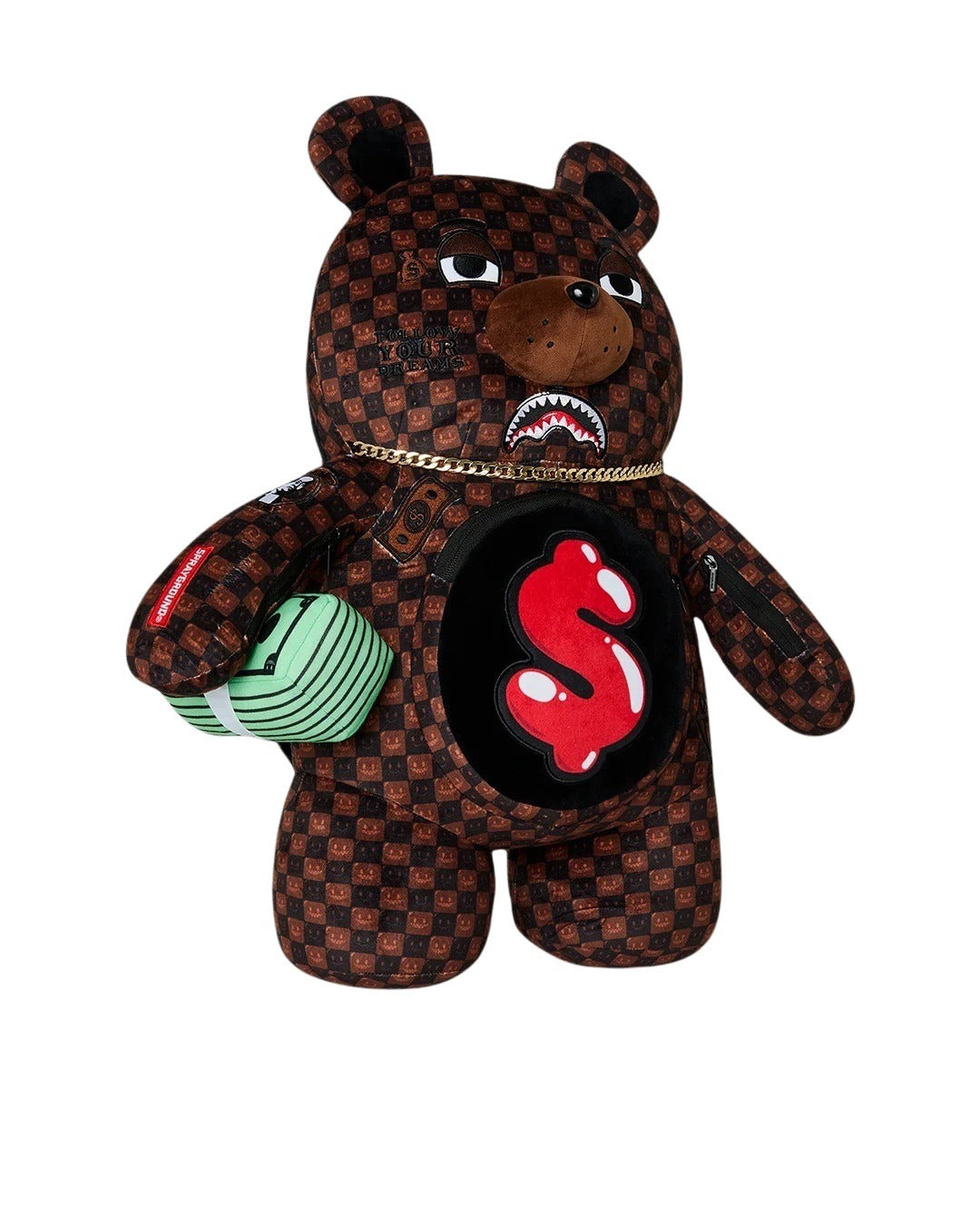 Sharks In Paris WTF Bubble Brown Check Moneybear Sprayground Backpack