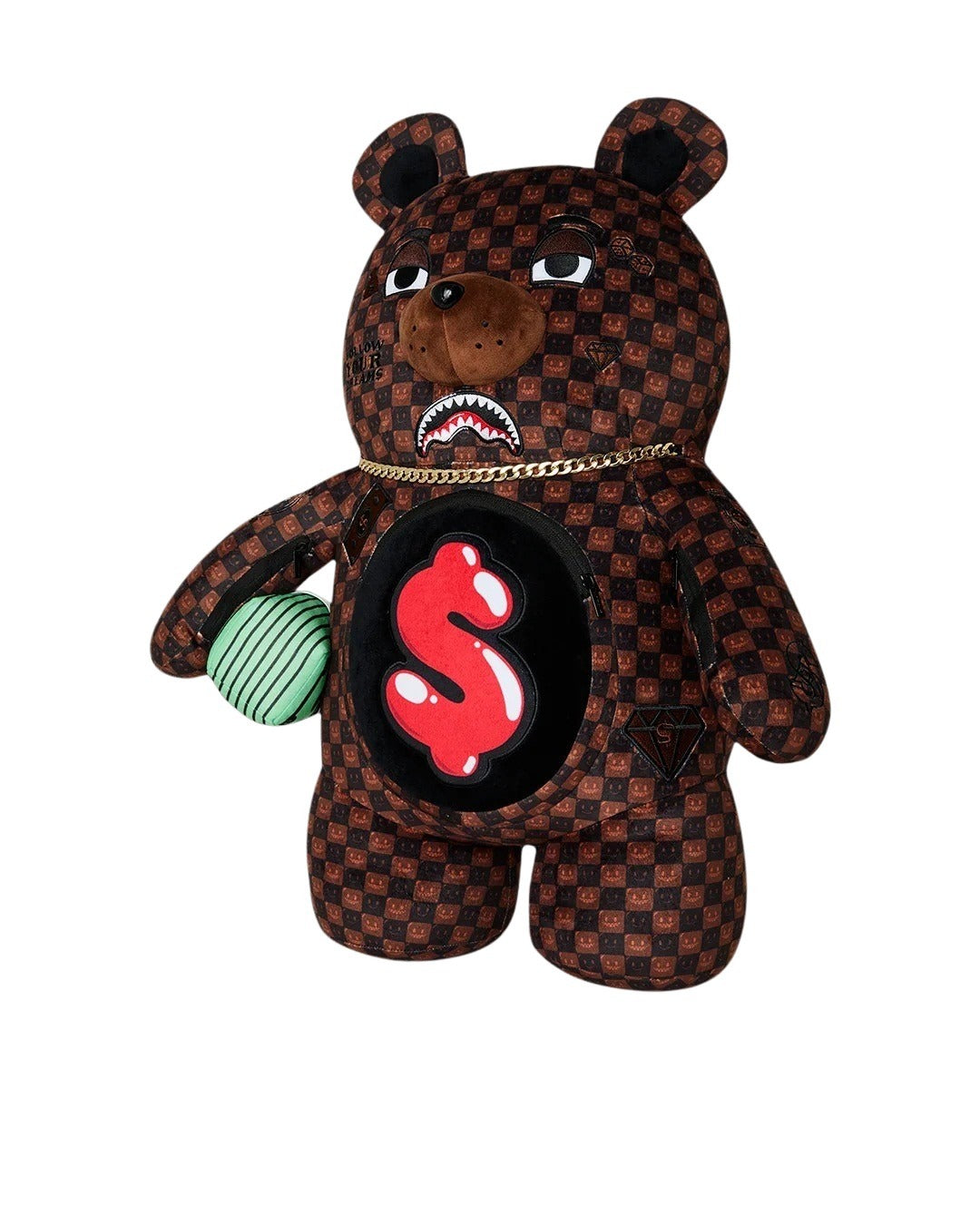 Sharks In Paris WTF Bubble Brown Check Moneybear Sprayground Backpack