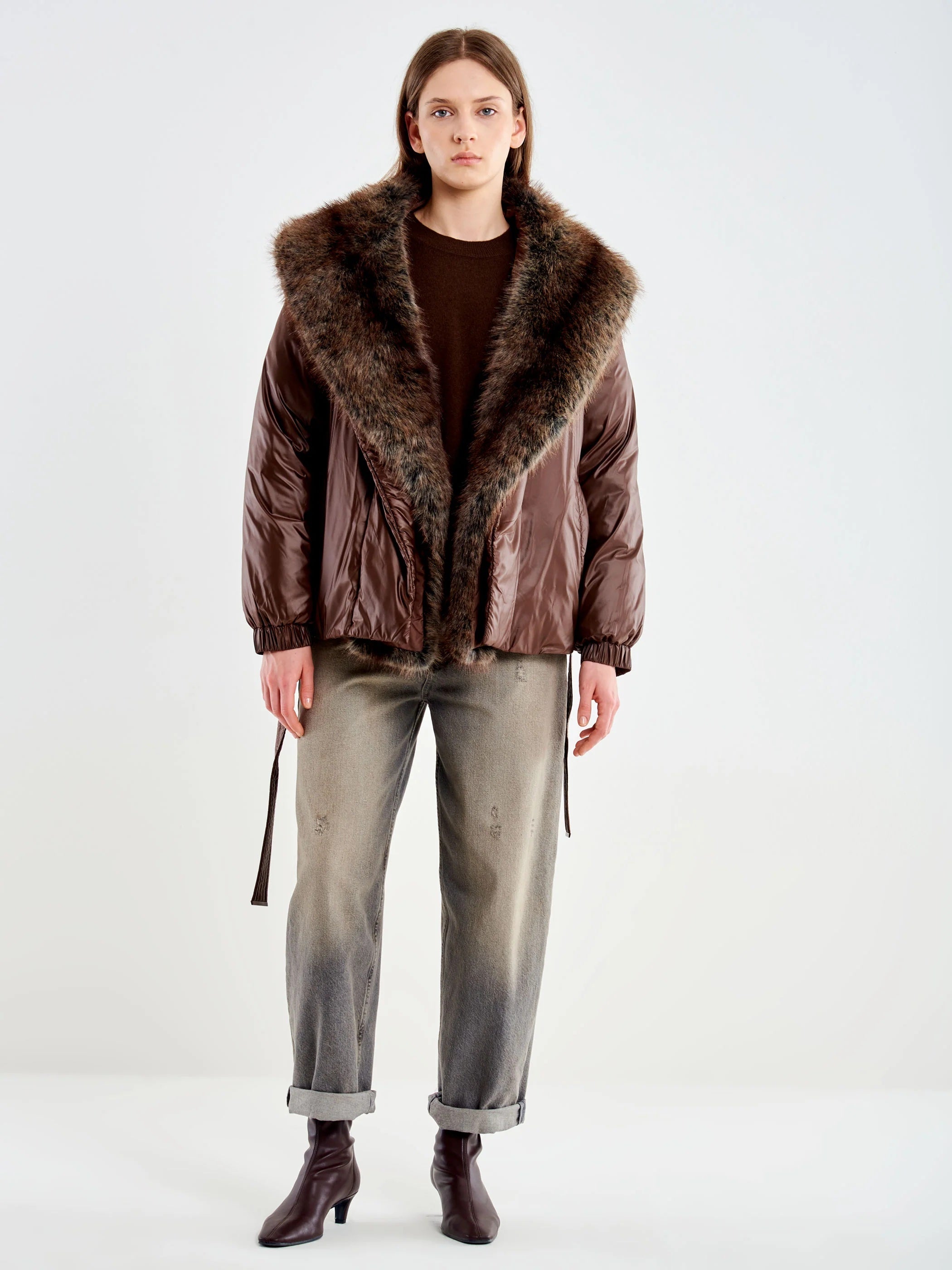 Vicolo down jacket with fur collar