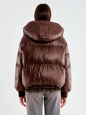 Vicolo short down jacket with lace